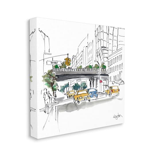 Stupell Industries City Taxi Underpass Urban Architecture Watercolor Canvas Wall Art